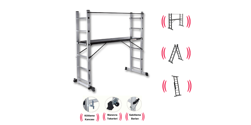 Tek Ürünle Hem İskele Hem Merdiven! Portatif Alüminyum Çözümle Çalışmalarınızı Kolaylaştırın