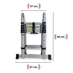 Endokon 220 + 220 cm. - 7+7  Basamaklı Teleskopik  Merdiven - A Tipi Uzayan Merdiven