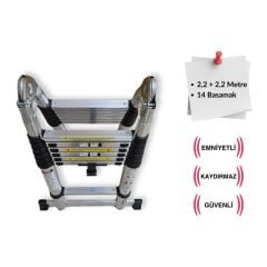 Endokon 220 + 220 cm. - 7+7  Basamaklı Teleskopik  Merdiven - A Tipi Uzayan Merdiven