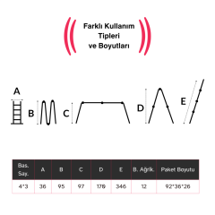 Endokon 3,46 Metre - 12  Basamaklı Katlanır Akrobat Merdiven - Büyük Menteşe - Kalın Profil