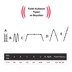 Endokon 4,56 Metre - 16  Basamaklı Katlanır Akrobat Merdiven - Büyük Menteşe - Kalın Profil