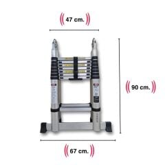 Endokon 250 + 250 cm. - 8+8  Basamaklı Teleskopik Merdiven - A Tipi Uzayan Merdiven
