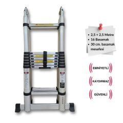 Endokon 250 + 250 cm. - 8+8  Basamaklı Teleskopik Merdiven - A Tipi Uzayan Merdiven