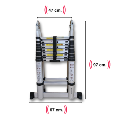 Endokon 310 + 310 cm. - 10+10  Basamaklı Teleskopik Merdiven - A Tipi Uzayan Merdiven