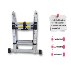 Endokon 160 + 160 cm. - 5+5  Basamaklı Teleskopik Merdiven - A Tipi Uzayan Merdiven