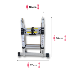 Endokon 160 + 160 cm. - 5+5  Basamaklı Teleskopik Merdiven - A Tipi Uzayan Merdiven