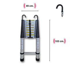 Endokon 620 cm. - 16  Basamaklı Kancalı Teleskopik Alüminyum Merdiven - I Tipi Uzayan Merdiven