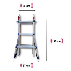 Endokon 300 cm. 10 Basamak A ve I Tipi Katlanıp Uzayabilen Mini Dev Alüminyum Merdiven