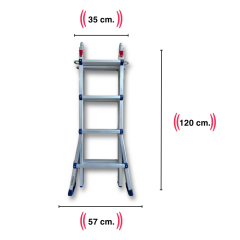 Endokon 510 cm. 18 Basamak A ve I Tipi Katlanıp Uzayabilen Mini Dev Alüminyum Merdiven