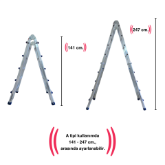 Endokon 510 cm. 18 Basamak A ve I Tipi Katlanıp Uzayabilen Mini Dev Alüminyum Merdiven