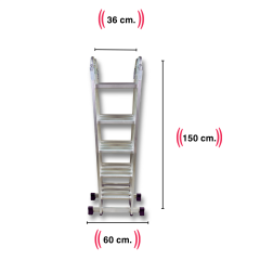 Endokon 5,64 Metre - 20 Basamaklı Katlanır Akrobat Merdiven - Büyük Menteşe - Kalın Profil