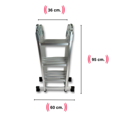 Endokon PLATFORMLU 3,46 Metre - 12  Basamaklı Katlanır Akrobat Merdiven - Büyük Menteşe - Kalın Profil