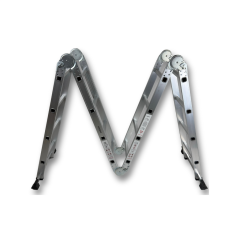 Endokon PLATFORMLU 4,56 Metre - 16  Basamaklı Katlanır Akrobat Merdiven - Büyük Menteşe - Kalın Profil