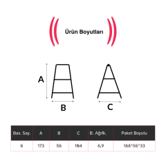 Endokon 6 Basamaklı 173 cm Fiberglas Tek Taraflı Elektrikçi Merdiveni