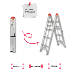 Endokon 2*4 142 cm Katlanır Alüminyum Çubuk Merdiven