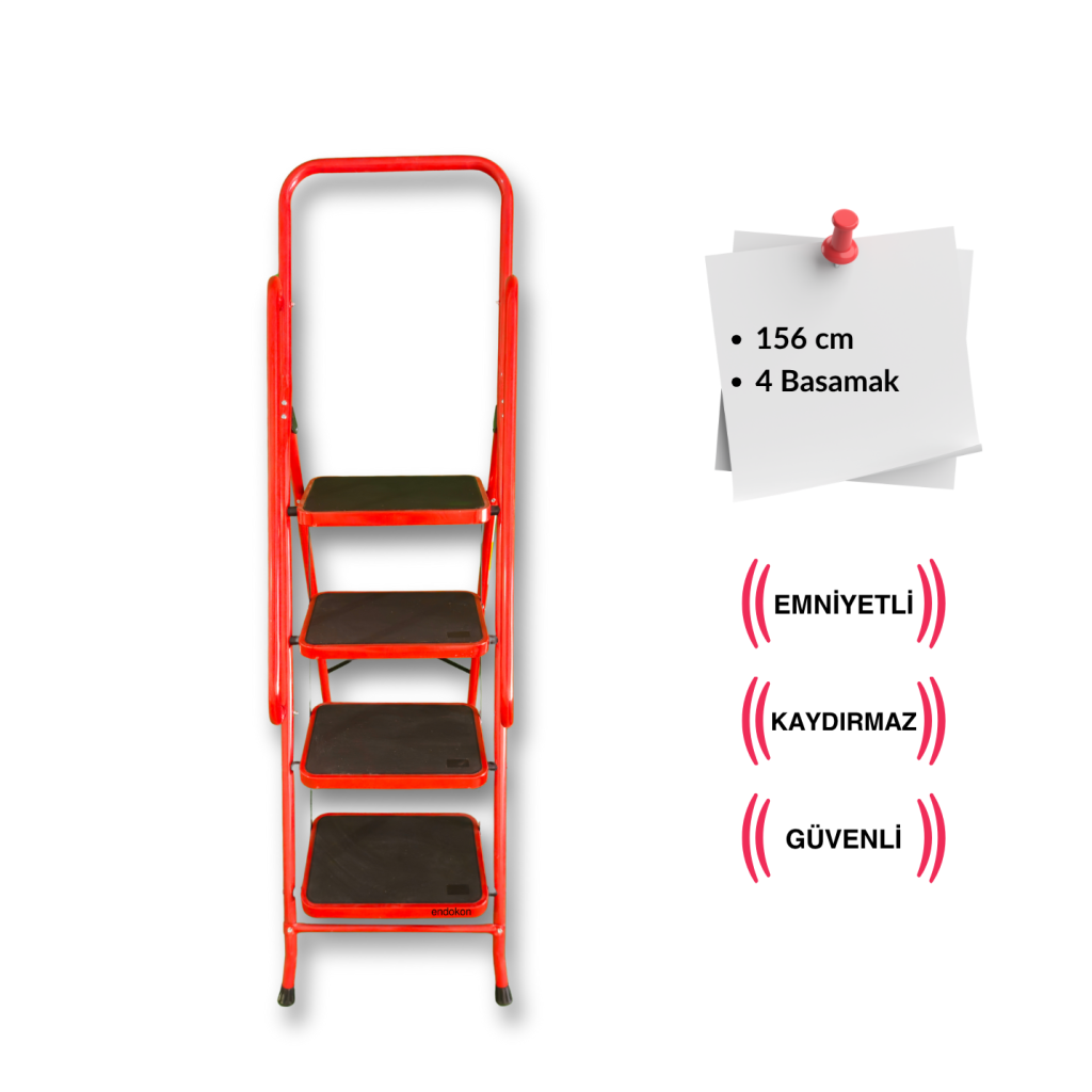 Endokon Tutma Kollu 4 Basamaklı Merdiven, Geniş Basamaklı