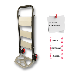 Endokon Portatif Çekçekli Merdiven - Tekerlekli - İkisi Bir Arada - 3 Basamaklı