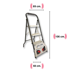 Endokon Portatif Çekçekli Merdiven - Tekerlekli - İkisi Bir Arada - 3 Basamaklı