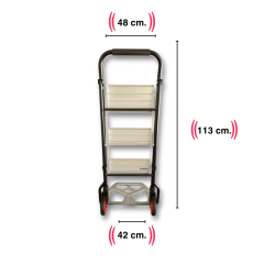 Endokon Portatif Çekçekli Merdiven - Tekerlekli - İkisi Bir Arada - 3 Basamaklı