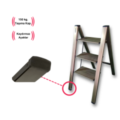 Endokon Katlanır Şık Merdiven Bronz 3 Basamaklı - Alüminyum - Ev - Ofis Merdiveni