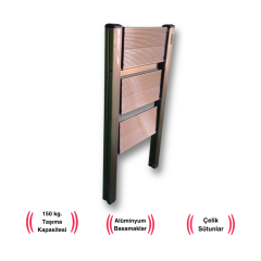 Endokon Katlanır Şık Merdiven Bronz 3 Basamaklı - Alüminyum - Ev - Ofis Merdiveni