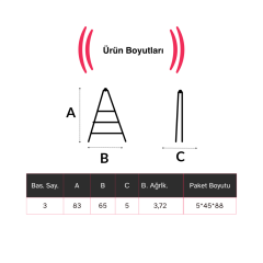 Endokon Katlanır Şık Merdiven Bronz 3 Basamaklı - Alüminyum - Ev - Ofis Merdiveni