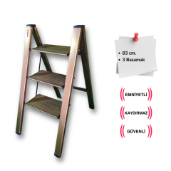 Endokon Katlanır Şık Merdiven Bronz 3 Basamaklı - Alüminyum - Ev - Ofis Merdiveni
