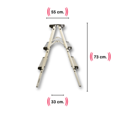 Endokon Geniş Basamaklı Katlanır Alüminyum Basamak Merdiven - 3 Basamaklı