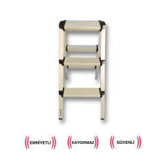 Endokon Geniş Basamaklı Katlanır Alüminyum Basamak Merdiven - 3 Basamaklı