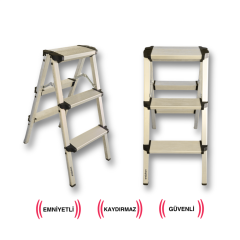 Endokon Geniş Basamaklı Katlanır Alüminyum Basamak Merdiven - 3 Basamaklı