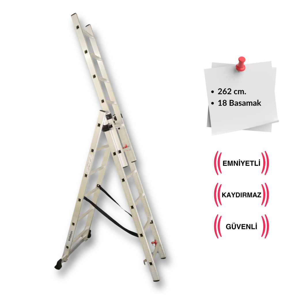 3x6 Basamak A Tipi Sürgülü Alüminyum Merdiven