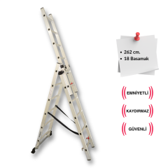 3x6 Basamak A Tipi Sürgülü Alüminyum Merdiven