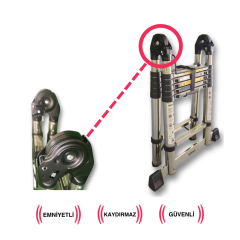 Çelik 190+190 cm. 6+6 basamak A Tipi Teleskopik Merdiven - Uzayan Merdiven