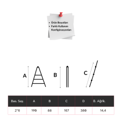 Çelik 190+190 cm. 6+6 basamak A Tipi Teleskopik Merdiven - Uzayan Merdiven