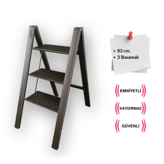 Endokon Katlanır Şık Merdiven Antrasit 3 Basamaklı - Alüminyum - Ev - Ofis Merdiveni