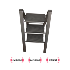 Endokon Katlanır Şık Merdiven Antrasit 3 Basamaklı - Alüminyum - Ev - Ofis Merdiveni