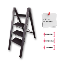 Endokon Katlanır Şık Merdiven Antrasit 4 Basamaklı - Alüminyum - Ev - Ofis Merdiveni