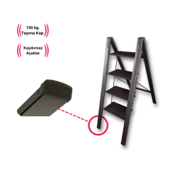 Endokon Katlanır Şık Merdiven Antrasit 4 Basamaklı - Alüminyum - Ev - Ofis Merdiveni