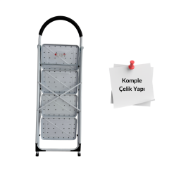 Endokon Çelik 4 Basamaklı Geniş Basamak Ev - Ofis Tipi Merdiven - Tutacaklı