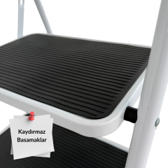 Endokon Çelik 4 Basamaklı Geniş Basamak Ev - Ofis Tipi Merdiven - Tutacaklı