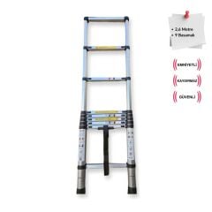 Endokon 9 Basamaklı - 260 cm. Teleskopik Alüminyum Merdiven - I Tipi Uzayan Merdiven