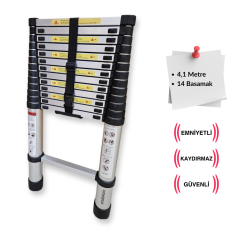 Endokon 410 cm. - 14  Basamaklı Teleskopik Alüminyum Merdiven - I Tipi Uzayan Merdiven