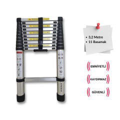 Endokon 320 cm. - 11  Basamaklı Teleskopik Merdiven - I Tipi Uzayan