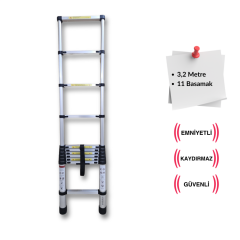 Endokon 320 cm. - 11  Basamaklı Teleskopik Merdiven - I Tipi Uzayan