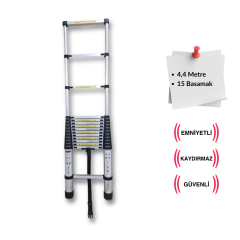 Endokon 440 cm. - 15  Basamaklı Teleskopik Merdiven - I Tipi Uzayan Merdiven