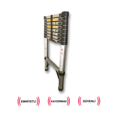 Çelik 9 Basamaklı - 260 cm. Teleskopik Merdiven - I Tipi Uzayan Merdiven