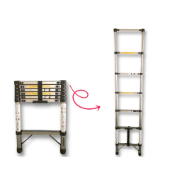 Çelik Endokon 7 Basamaklı - 200 cm. Teleskopik Merdiven - I Tipi Uzayan Merdiven