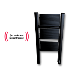 Endokon Katlanır Şık Merdiven Antrasit 3 Basamaklı - Alüminyum - Ev - Ofis Merdiveni