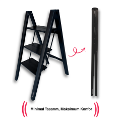 Endokon Katlanır Şık Merdiven Antrasit 3 Basamaklı - Alüminyum - Ev - Ofis Merdiveni