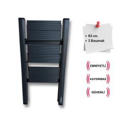 Endokon Katlanır Şık Merdiven Antrasit 3 Basamaklı - Alüminyum - Ev - Ofis Merdiveni